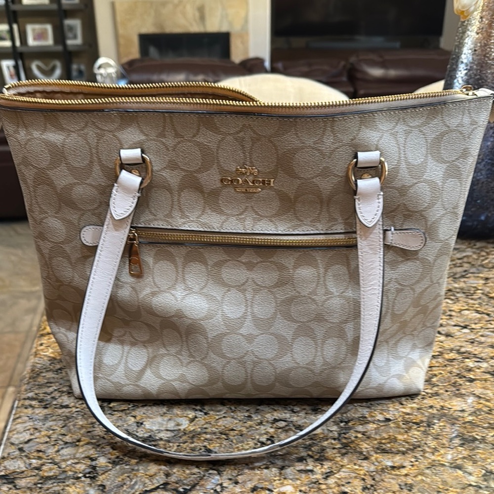 Coach Beige Signature Tote Bag